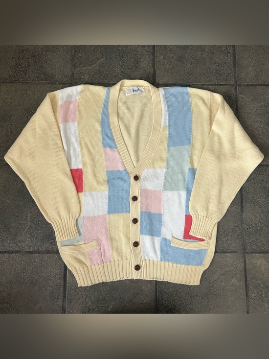 Pringle Other - Vintage 90s Pringle of Scotland Knit Sweater Cardigan Color Block Size Medium